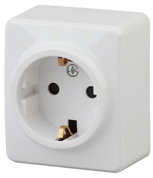 Розетка 2P+E Schuko, 16АХ-250В,11-2203-01, ОУ, Эксперт, белый (16/160/3200) |Б0020685 | ЭРА — фото