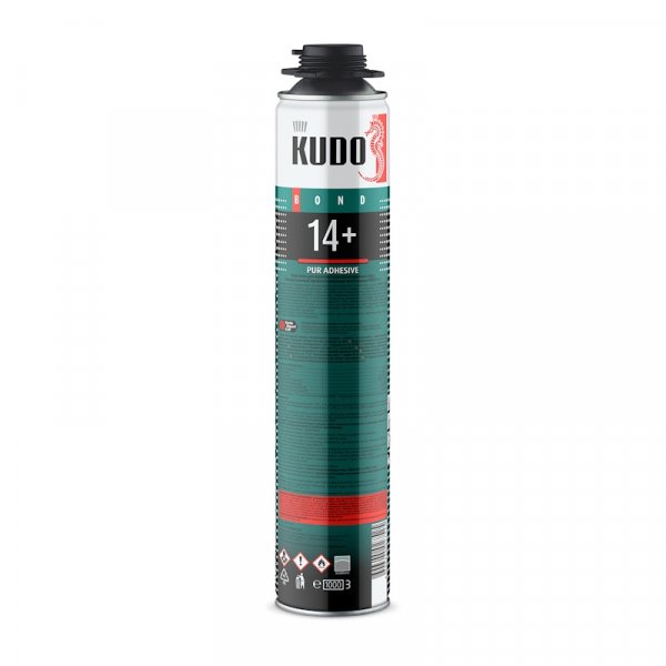 КУДО Клей-пена полиуретановый монтажный профессиональный PUR ADHESIVE PROFF 14+ (1л) всесезонный — фото