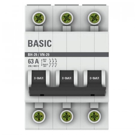 Выключатель нагрузки модульный ВН-29 3P 63А EKF Basic | SL29-3-63-bas | EKF — фото