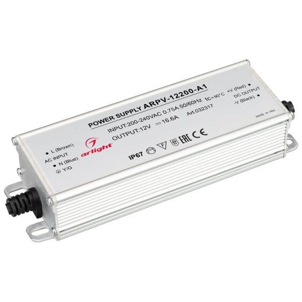 Блок питания ARPV-12200-A1 (12V, 16.6A, 200W) (Arlight, IP67 Металл, 3 года) | 032317 | Arlight — фото