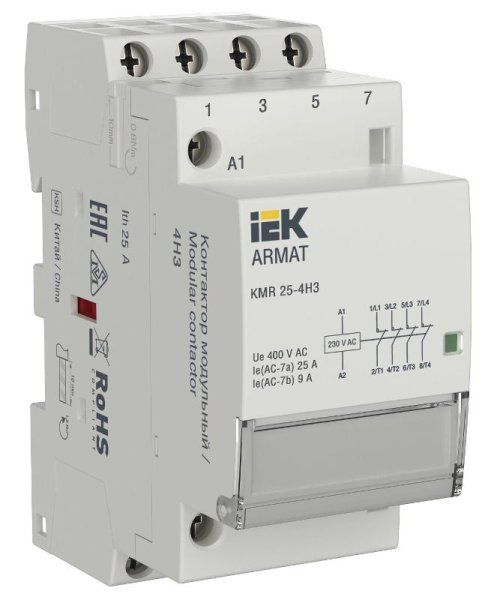 ARMAT Контактор модульный KMR 25А 230В AC 4НЗ | AR-KMR10-025-04-230 | IEK — фото