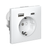 ArtGallery Белый Розетка 16А с 2 USB A+C, 5В/2,4А/3,0А, 2х5В/1,5А, механизм | GAL000132 | SE — фото