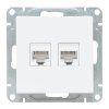 Механизм розетки RJ45 - 2шт, (cat5), белый Эпика EKF | UP1-SOW-2RJ45-5 | EKF — фото