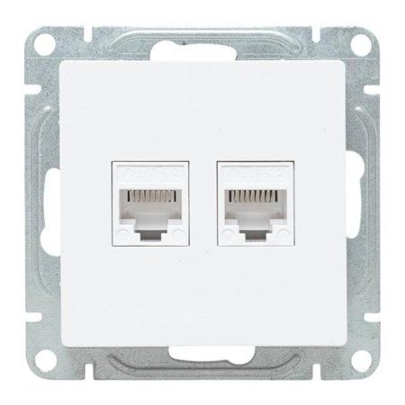 Механизм розетки RJ45 - 2шт, (cat5), белый Эпика EKF | UP1-SOW-2RJ45-5 | EKF — фото