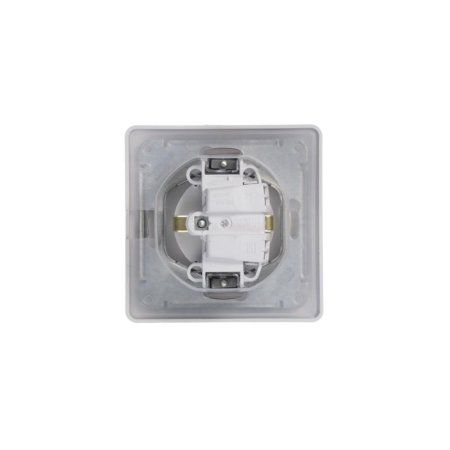 Glossa Белый Розетка с заземлением со шторками с крышкой, IP44 (в сборе с рамкой) | GSL000148 | SE — фото