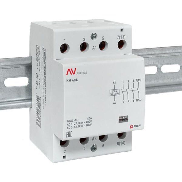 Контактор модульный КМ 40А 4NO 230VAC (3 мод.) AVERES | km-av-3-40-40-230V | EKF — фото