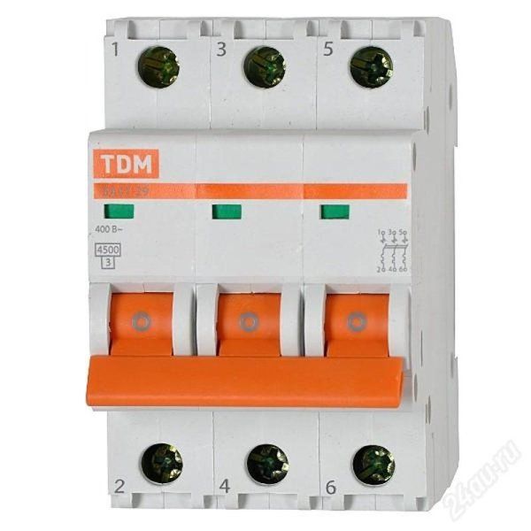 Выключатель автоматический трехполюсный ВА47-29 25А C 4,5кА | SQ0206-0111 | TDM — фото