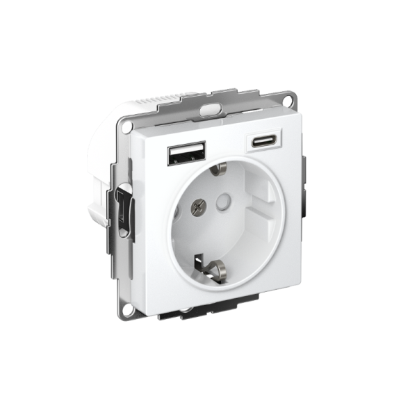 AtlasDesign Белый Розетка 16А с 2 USB A+C, механизм | ATN000132 | SE — фото