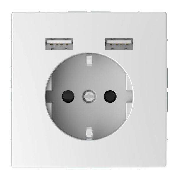 MERTEN SDL Розетка Schuko с 2 USB c зарядным устройством 2,4 A белый лотос   | MTN2366-6035 |  Schneider Electric — фото