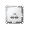 AtlasDesign Белый Розетка USB, 5В, 1 порт x 2,1 А, 2 порта х 1,05 А, механизм | ATN000133 | SE — фото