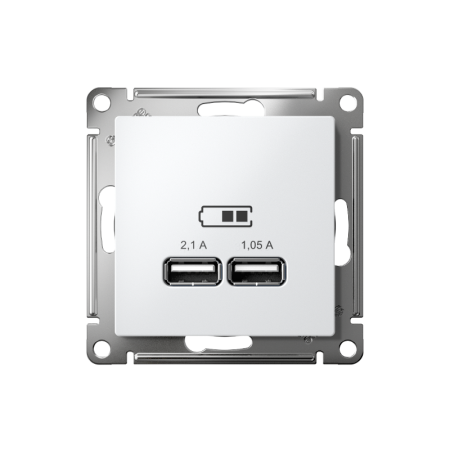 AtlasDesign Белый Розетка USB, 5В, 1 порт x 2,1 А, 2 порта х 1,05 А, механизм | ATN000133 | SE — фото