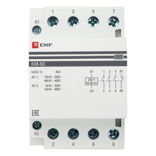 Контактор модульный КМ 63А 3NО+NC (3 мод.) EKF PROxima | km-3-63-31 | EKF — фото