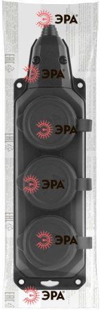 Колодка каучуковая с/з 3гн 16A IP44 черная K-3e-B-IP44| Б0044545 | ЭРА — фото