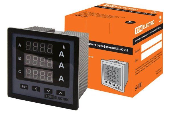 Цифровой амперметр ЦП-А72х3 0-50кА-0,5 (трехфазный, акционный, старая поверка) | SQ1102-0502 | TDM — фото