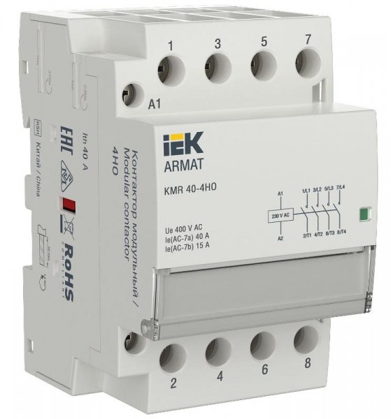 ARMAT Контактор модульный KMR 40А 230В AC 4НО | AR-KMR10-040-40-230 | IEK — фото