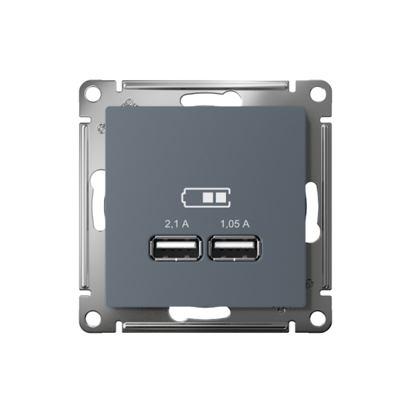 AtlasDesign Грифель Розетка USB, 5В, 1 порт x 2,1 А, 2 порта х 1,05 А, механизм | ATN000733 | SE — фото