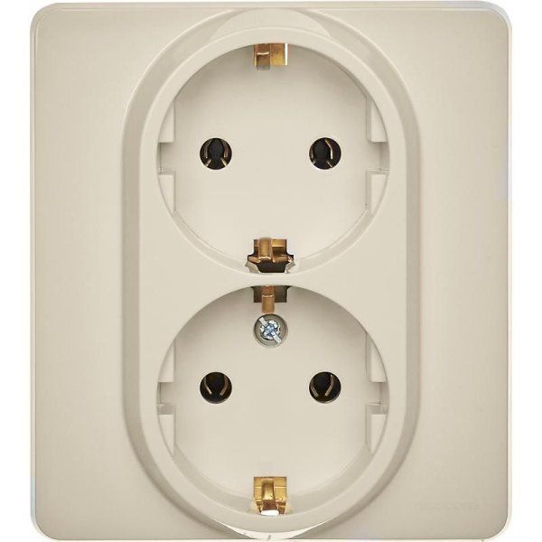 Inspiria Слоновая кость Розетка 2-ая с заземлением С/У 16А с рамкой | 673751 | Legrand — фото