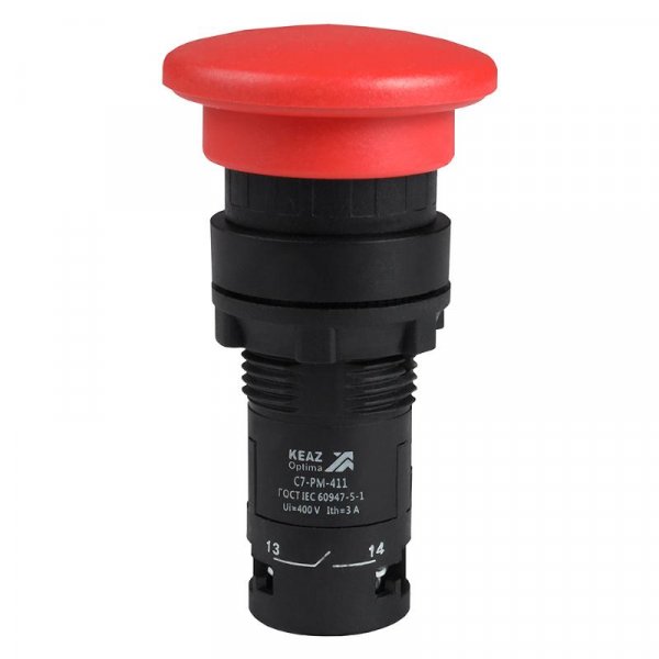 Кнопка грибовидная OptiSignal Compact D22 C7-PM-411 красная 1НО+1НЗ  | 362126 | КЭАЗ