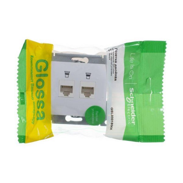 Glossa Белый Розетка 2-ая компьютерная RJ45+RJ45, кат.5E | GSL000185KK | SE — фото
