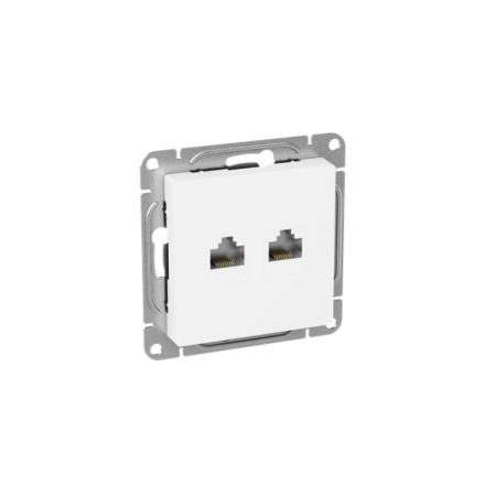 Механизм розетки RJ45 - 2шт, (cat5), белый Эпика EKF | UP1-SOW-2RJ45-5 | EKF — фото