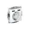 AtlasDesign Белый Розетка 16А с 2 USB A+A, 5В/2,4А, 2х5В/1,2А, механизм | ATN000130 | SE — фото