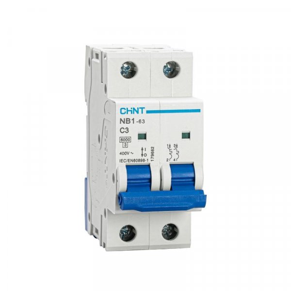 Выключатель автоматический двухполюсный NB1-63 2P 3A 6кА х-ка C (DB) (R) | 179662 | ЧИНТ (CHINT) — фото