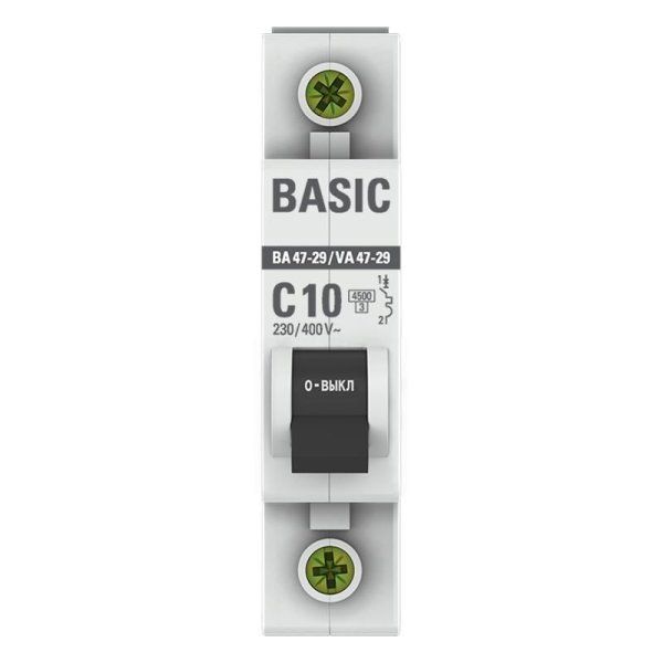 Выключатель автоматический однополюсный ВА 47-29 10А C 4,5кА Basic | mcb4729-1-10C | EKF — фото