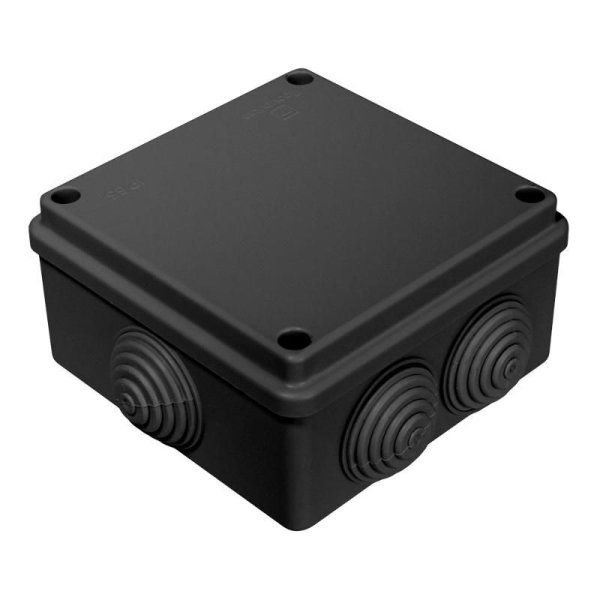 Коробка распределительная для о/п черная 100х100х50 (60шт/кор) IP55 безгалогенная (HF) | 40-0300-9005 | Промрукав — фото