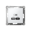 AtlasDesign Белый USB Розетка A+С, 5В/2,4 А, 2х5В/1,2 А, механизм | ATN000139 | SE — фото