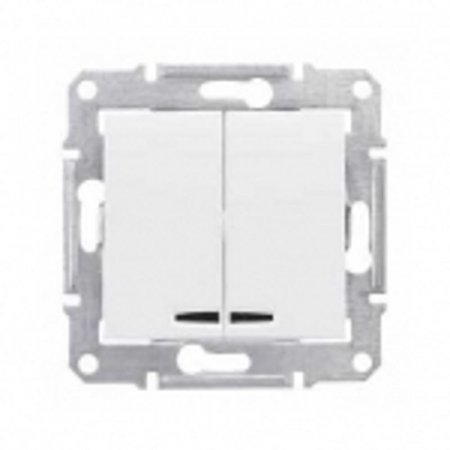 Sedna Белый Выключатель 2-клавишный с подсветкой 10А (сх 5) | SDN0300321 | Schneider Electric — фото