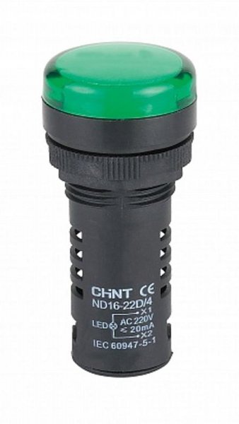 Индикатор ND16-22D/2 зеленый AC/DC230В (R) | 593077 | ЧИНТ (CHINT) — фото