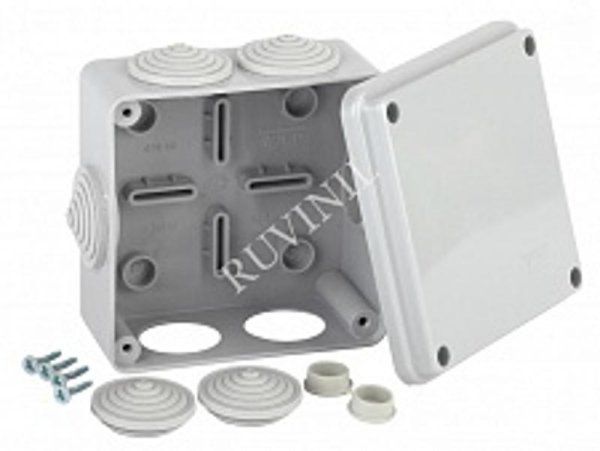 Коробка распределительная для о/п 100х100х50мм 6вводов IP54 | 67050 | Рувинил — фото