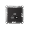 AtlasDesign Карбон USB Розетка A+С, 5В/2,4А, 2х5В/1,2 А, механизм | ATN001039 | SE — фото