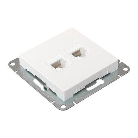 Механизм розетки RJ45 - 2шт, (cat5), белый Эпика EKF | UP1-SOW-2RJ45-5 | EKF — фото