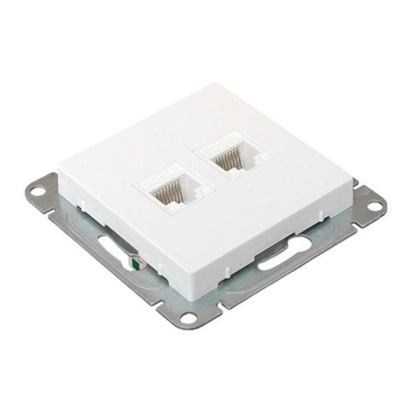 Механизм розетки RJ45 - 2шт, (cat5), белый Эпика EKF | UP1-SOW-2RJ45-5 | EKF — фото