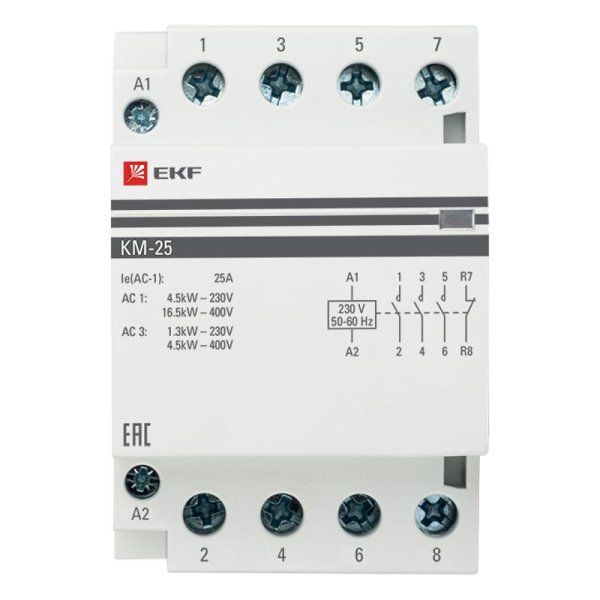 Контактор модульный КМ 25А 3NО+NC (3 мод.) EKF PROxima | km-3-25-31 | EKF — фото