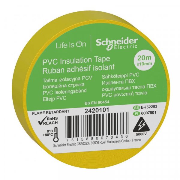 ИЗОЛЕНТА ПВХ 19мм Х 20м ЖЁЛТАЯ   | 2420101 |  Schneider Electric — фото