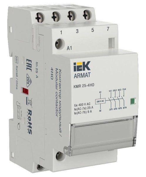 ARMAT Контактор модульный KMR 25А 230В AC 4НО | AR-KMR10-025-40-230 | IEK — фото