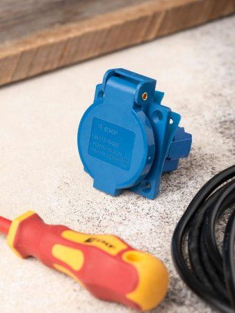 Розетка 112 панельная скрытая с крышкой 2Р+PЕ 16А 220В IP44 EKF | ps-112-16-220 | EKF — фото