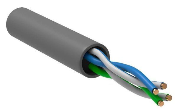 Кабель связи витая пара U/UTP, кат.5E 2х2х24AWG solid, PVC, 500м, серый | LC1-C5E02-111 | ITK