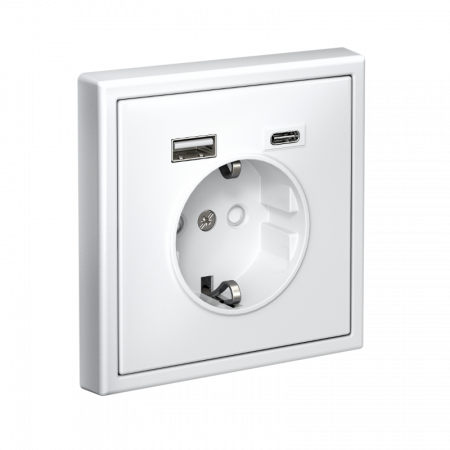 ArtGallery Белый Розетка 16А с 2 USB A+C, 5В/2,4А/3,0А, 2х5В/1,5А, механизм | GAL000132 | SE — фото