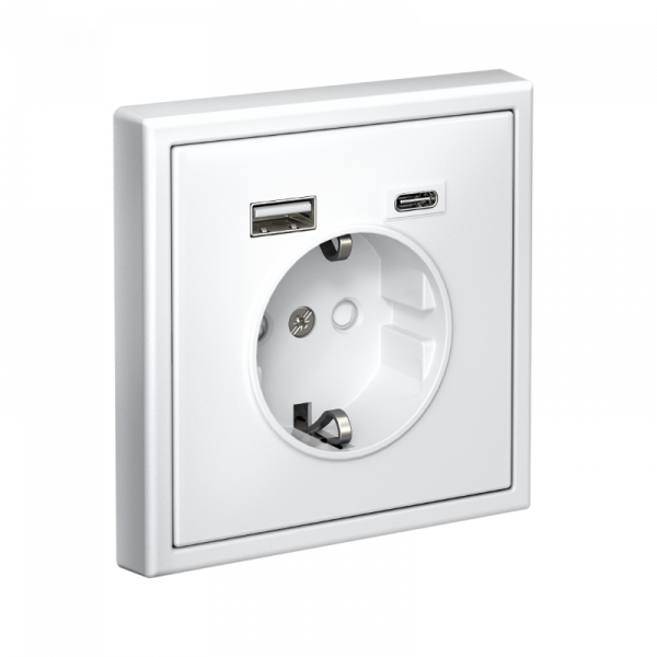 ArtGallery Белый Розетка 16А с 2 USB A+C, 5В/2,4А/3,0А, 2х5В/1,5А, механизм | GAL000132 | SE — фото