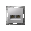 AtlasDesign Алюминий Розетка 2-ая компьютерная RJ45+RJ45, кат.5E, механизм | ATN000385 | SE — фото