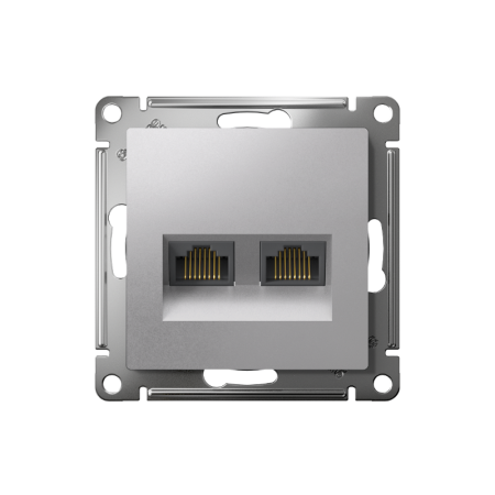 AtlasDesign Алюминий Розетка 2-ая компьютерная RJ45+RJ45, кат.5E, механизм | ATN000385 | SE — фото