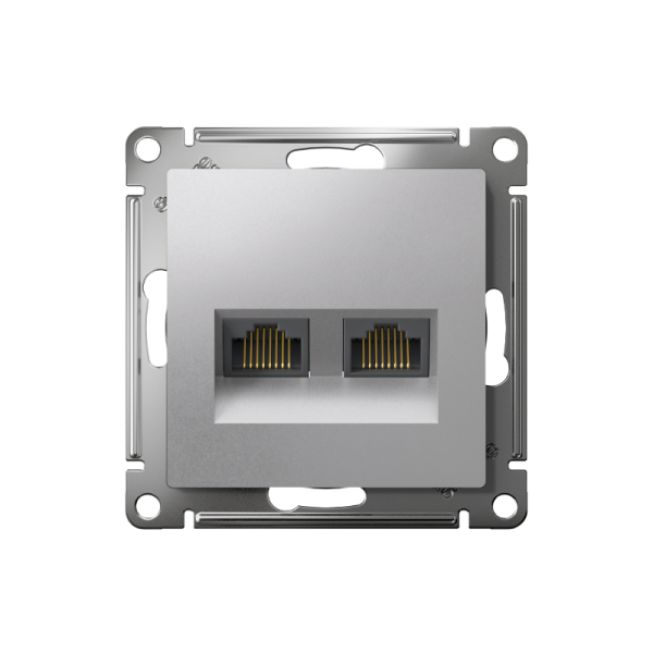 AtlasDesign Алюминий Розетка 2-ая компьютерная RJ45+RJ45, кат.5E, механизм | ATN000385 | SE — фото
