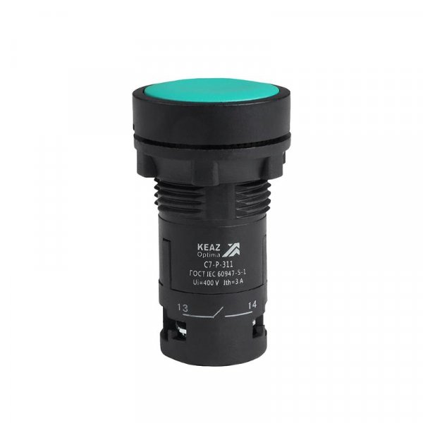 Кнопка OptiSignal Compact D22 C7-P-311 зеленая 1НО+1НЗ XB7NA35 | 362044 | КЭАЗ