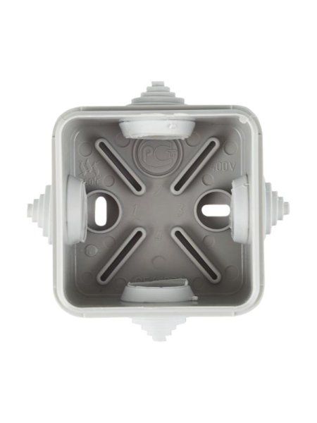 Коробка распределительная КМ41236 для о/п 70х70х44 мм IP44 (RAL7035, 4 гермоввода, защелкивающаяся крышка) | UKOZ11-070-070-040-K41-44 | IEK — фото