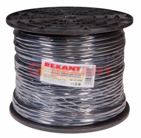 Кабель КВК-П-2 +2x0,75 кв мм (Cu/Cu) черный (бухта 200 м) | 01-4105 | REXANT — фото